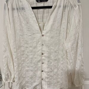 Zara Cream Textured Blouse